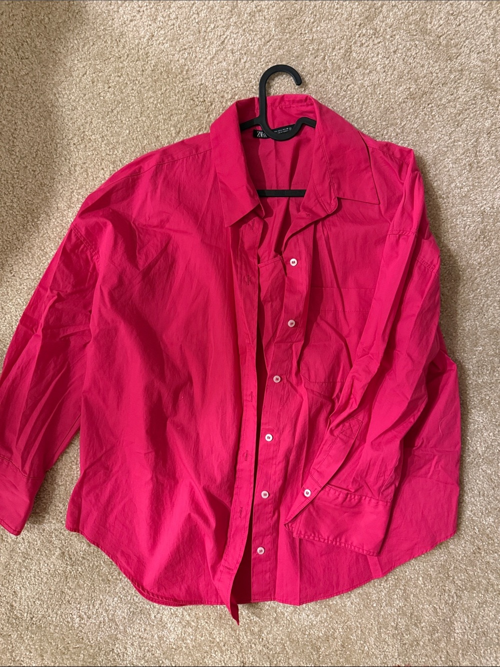 Zara Hot Pink Button-Down Shirt